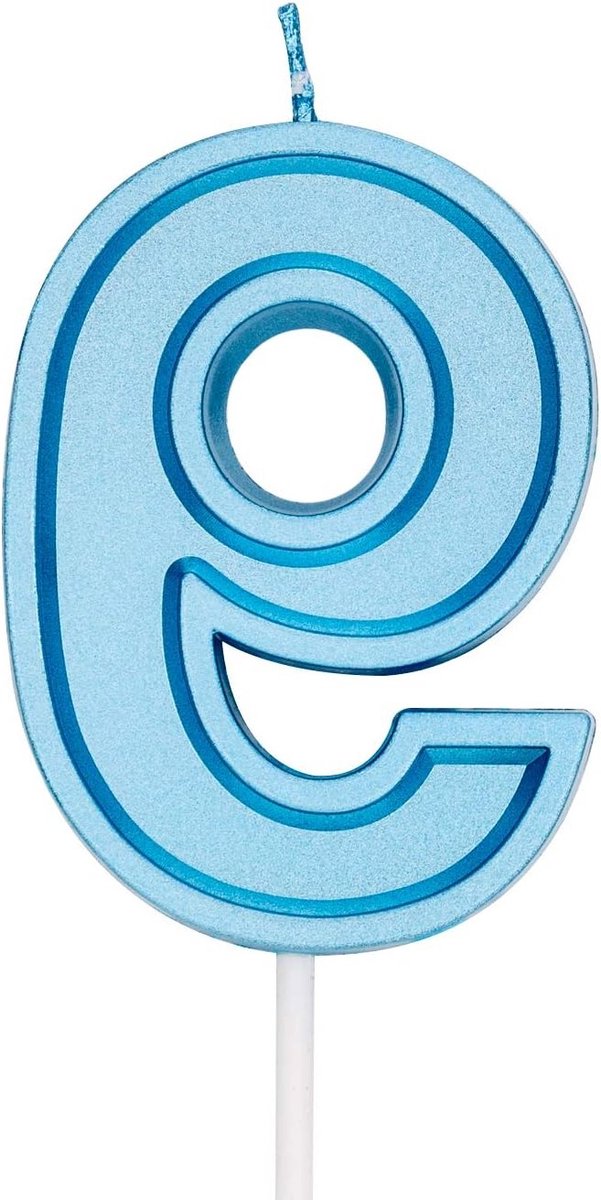 Verjaardagstaart Kaarsen 2.76 Inch Blauw - Cijfers voor Taartdecoratie - Feestaccessoires voor Kinderen en Volwassenen (Nummer 9)