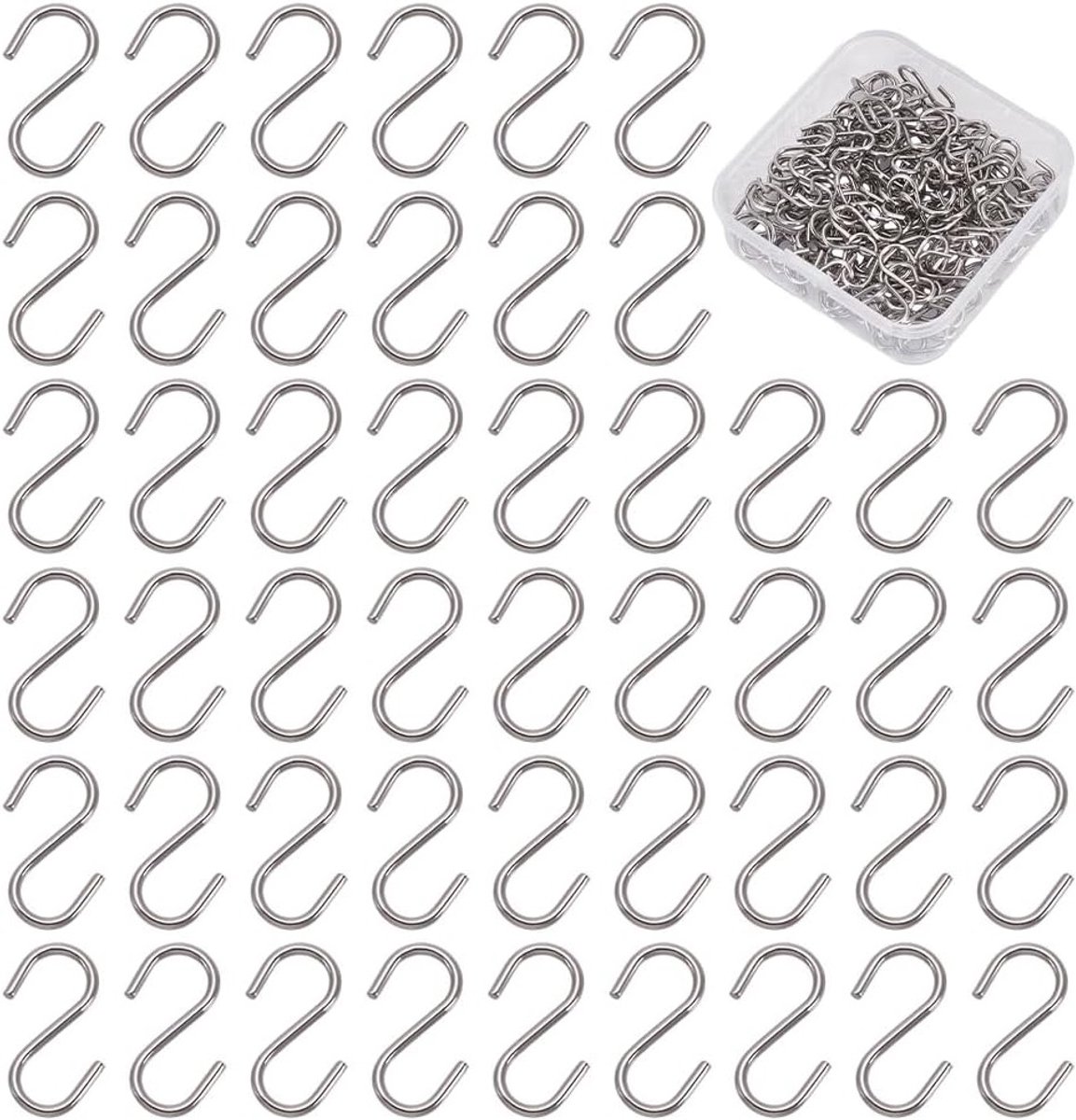 150 Stuks Mini S Haakjes van 304 RVS - Verbindingselementen voor DIY Creaties, 14x5x1mm, Duurzaam en Roestvrij
