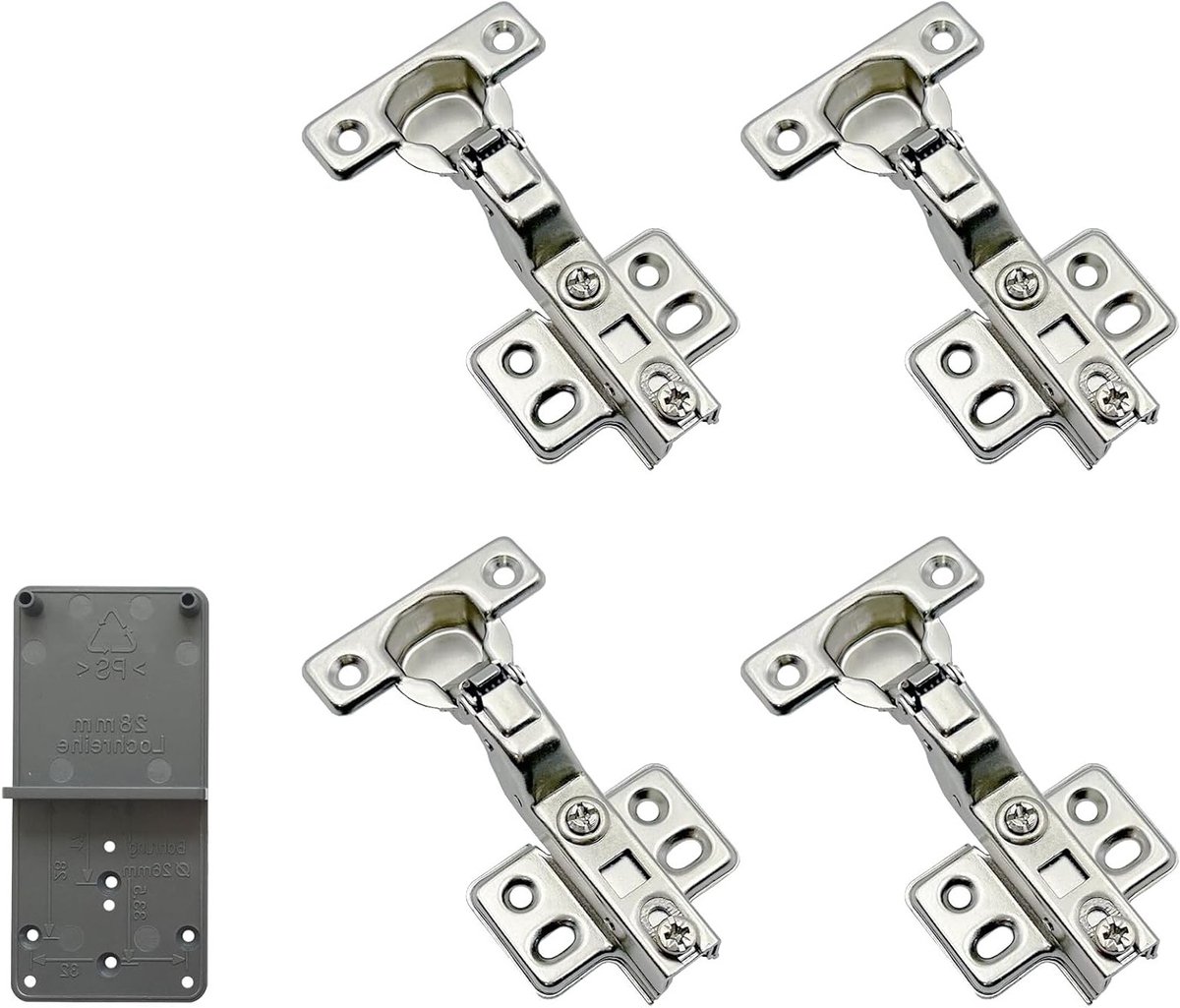 26mm Soft Close Mini Scharnieren met Hydraulische Demper voor Keuken- en Lichtkasten, Automatische Hinge, Set van 4