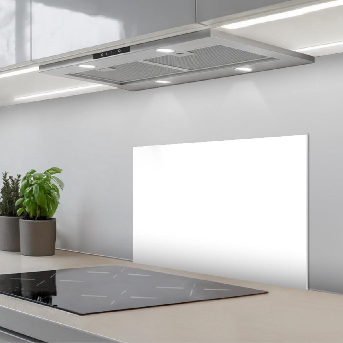 Keukenachterwand - Spatscherm Keuken - Keuken Beschermen - Glaslook Design - 40x60 cm - Wit