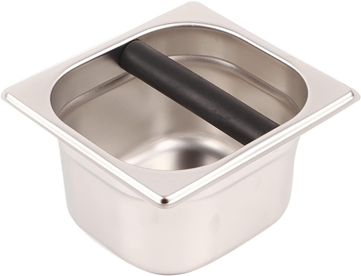 Stainless Steel Espresso Knock Box met Rubber Bar voor Onder Espresso Machines - Duurzaam en Praktisch Opslagoplossing