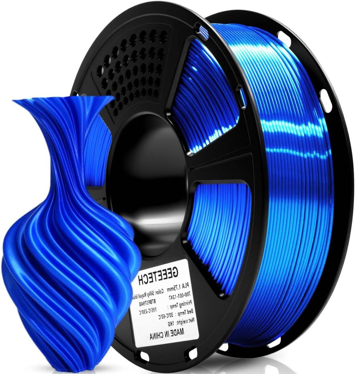 PLA Silk Filament - 3D Printer Draad - 3D Printen - Glanzende Afwerking - 1.75 mm 1 kg - Koningsblauw