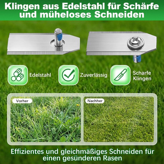 Maaimesjes geschikt voor Ecovacs Goat G1, O & A-serie - Reservemesjes Robotmaaier - 30 Stuks - Inclusief Schroeven - RVS - 36x18mm- zilver — afbeelding 4