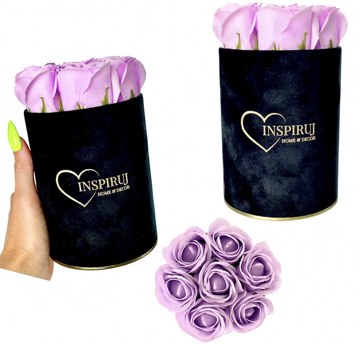 Inspiruj Flowerbox - Czarne Doosje - Rozen van Zeep - Lichtpaars