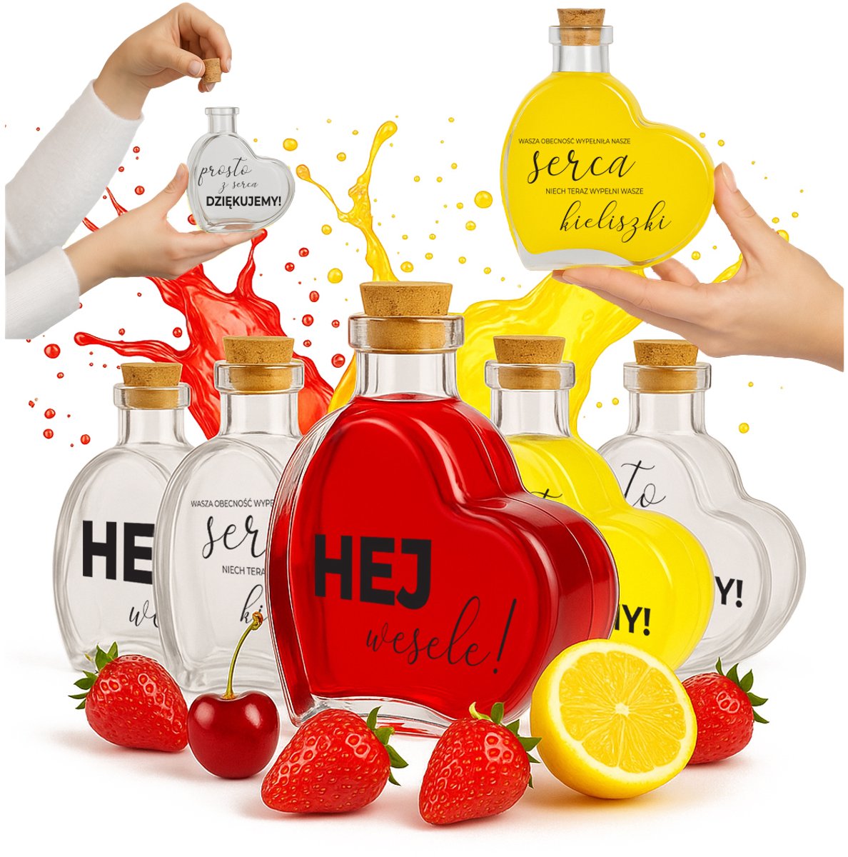 Bimberek - Hartvormige Glasflessen - 250ml - Bedrukking Voor Gasten