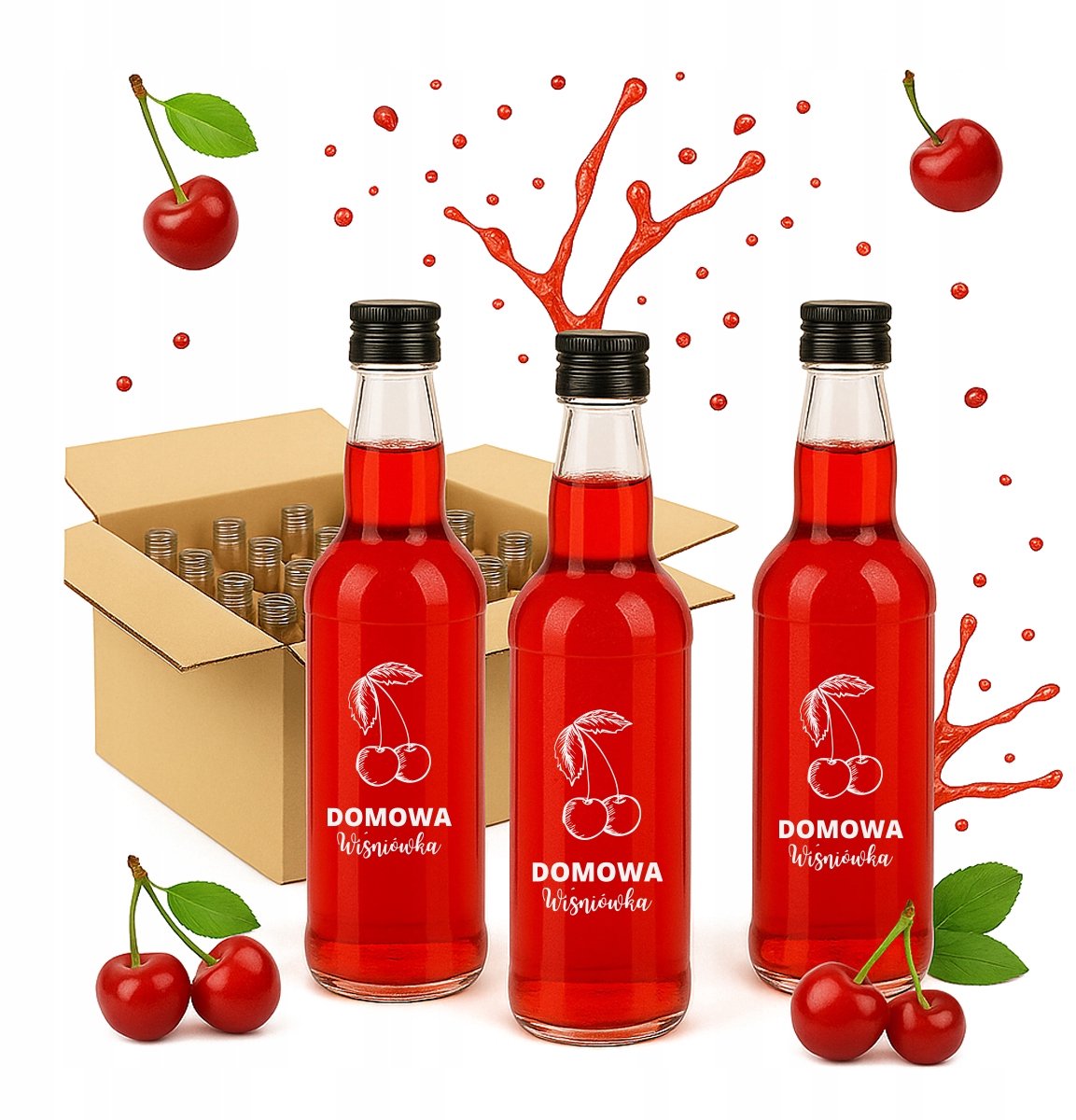 Bimberek - Decoratieve Fles - 500ml - Domowa Wiśniówka - Kratownica