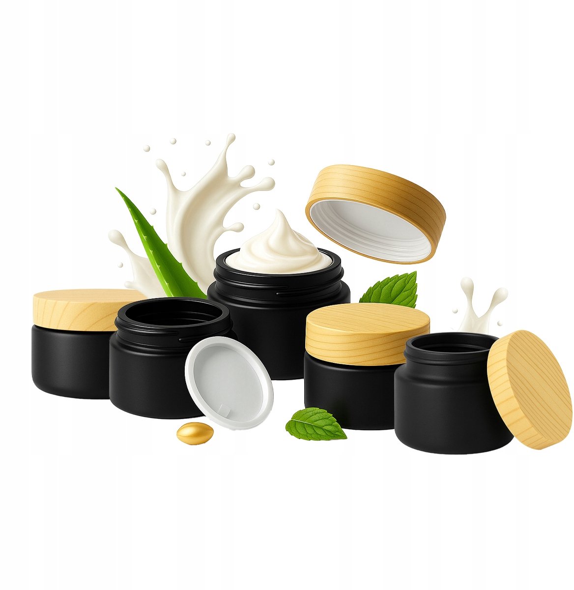 Bimberek - Glazen Pot - 30g - Mat Zwart - Houten Deksel