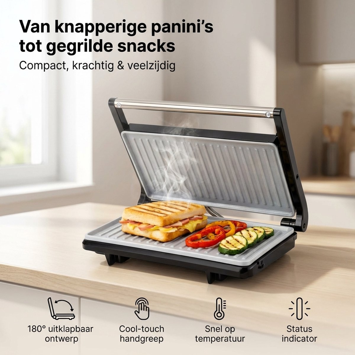 Golermo Tosti Apparaat - Contactgrill voor 2 Tosti’s thumbnail 2