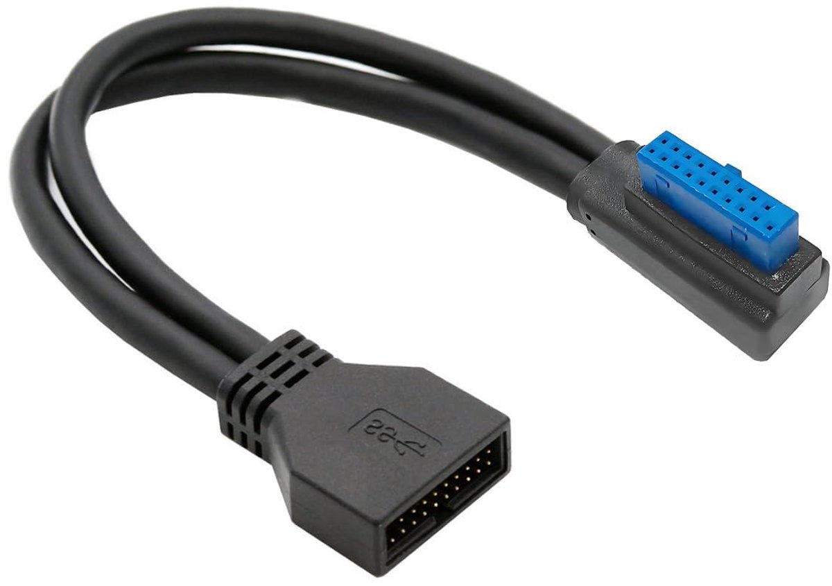USB 3.0 Verlengsnoer - Moederbord Kabel - Computer Aansluiten - Haakse Hoek - 24 cm - Zwart