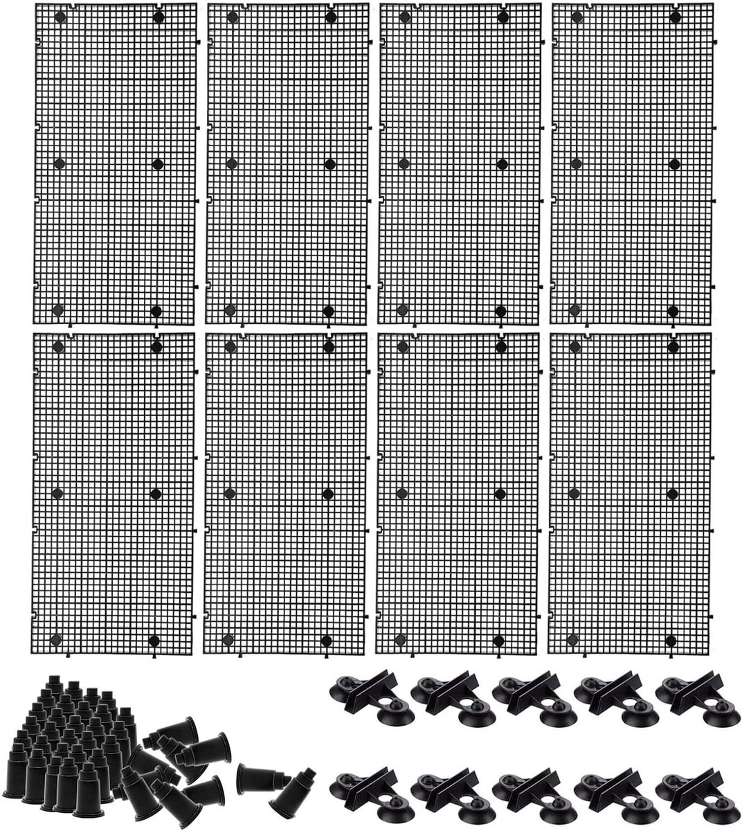 Aquarium Scheidingswand Rooster - Aquarium Divider Grid - Aquarium Inrichten - Complete Set Met Clips - 8 Stuks 30x15 cm