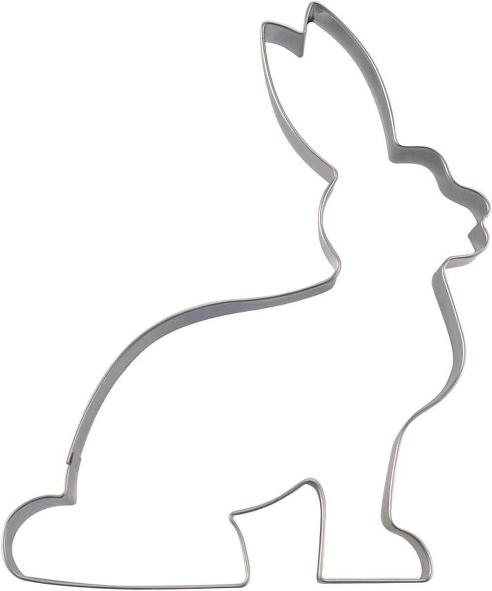 Koekjesvorm Konijn - Uitsteekvorm Haas - Koekjes Bakken - Zittend Model - 95 cm - Zilver