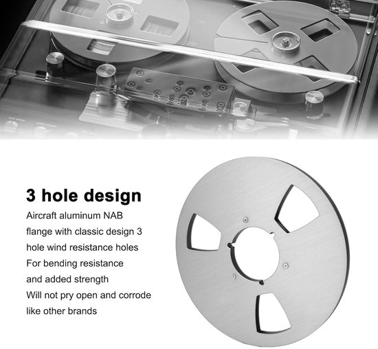 Lege Wikkelspoel - Opname Spoel - Bandrecorder Herstellen - Aluminiumlegering - 105 inch - Zilver — afbeelding 5