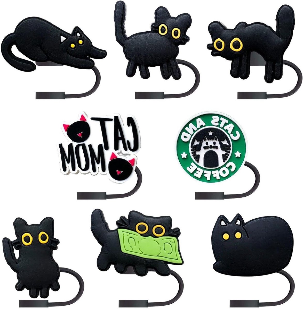 8 stuks cartoon kattenstro afdekking voor decoratie, stofpotten en waterbekeraccessoires