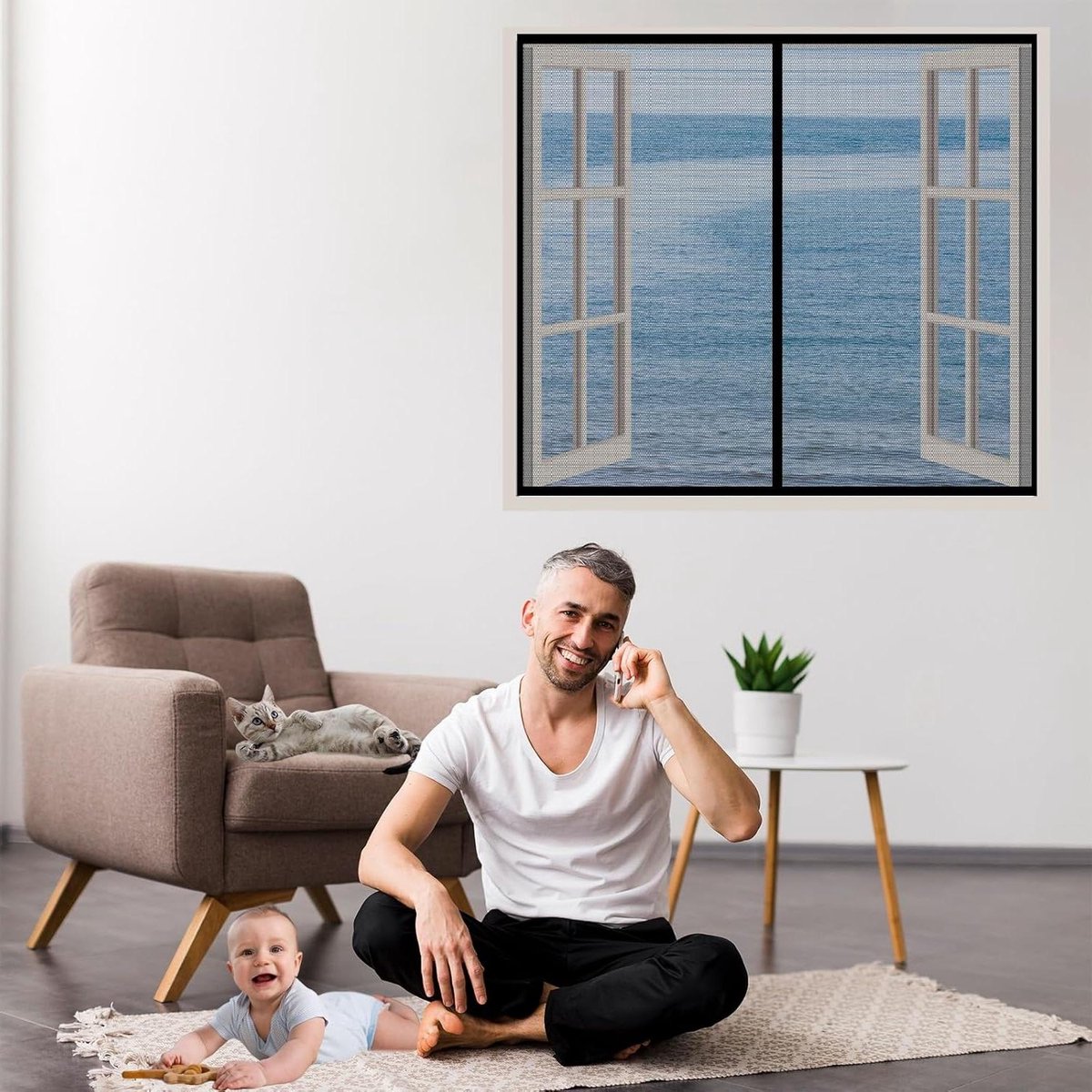 Horscherm Venster - Muggengaas Raam - Insecten Buiten Houden - Zonder Boren Installeren - 60x95cm - Zwart