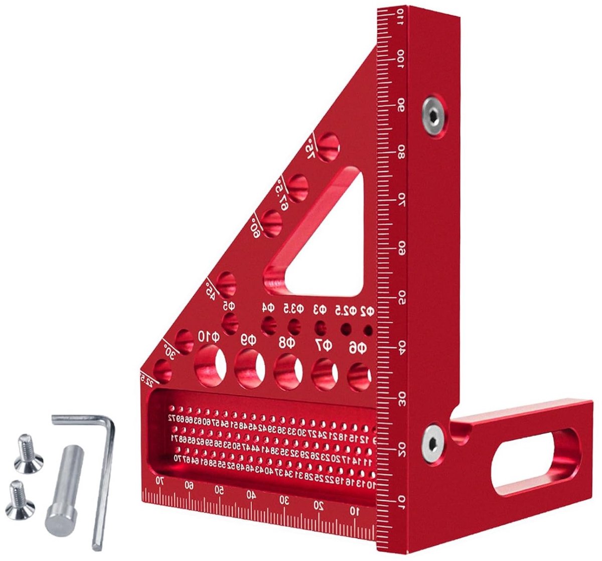 3D Hoekmeetgereedschap voor Houtbewerking - Multifunctionele Miter Hoek 22.5°-90° van Aluminium voor Precisie en Tekenwerk