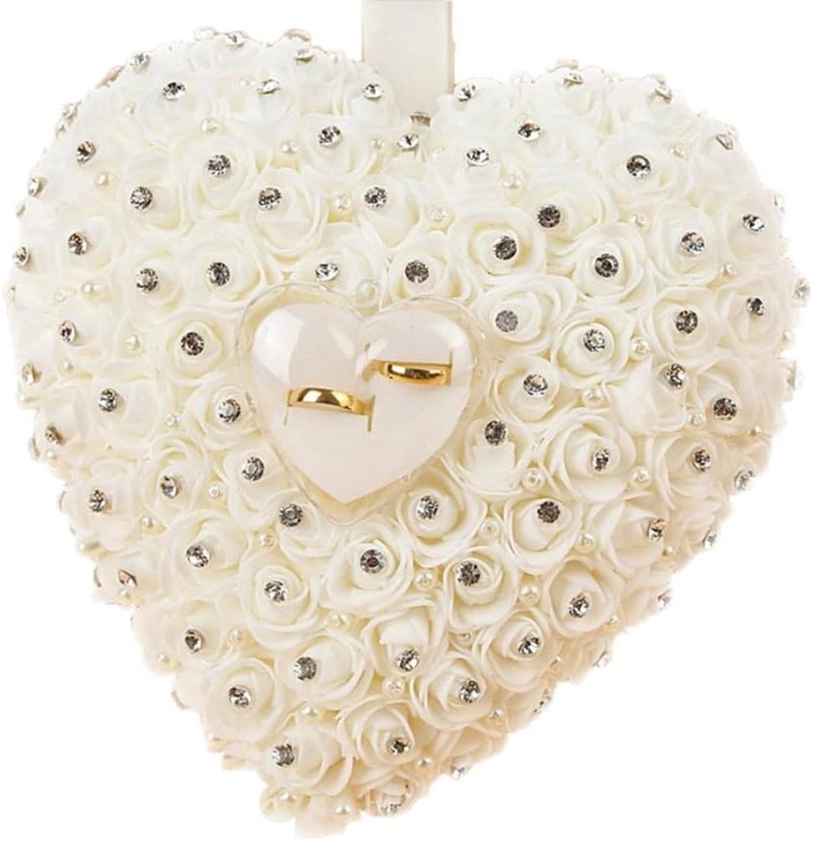 Romantisch Ringkussen 22x20cm met Rozen en Parels voor Trouwen en Valentijnsdag, Perfecte Accessoires voor Huwelijk en Ceremonie