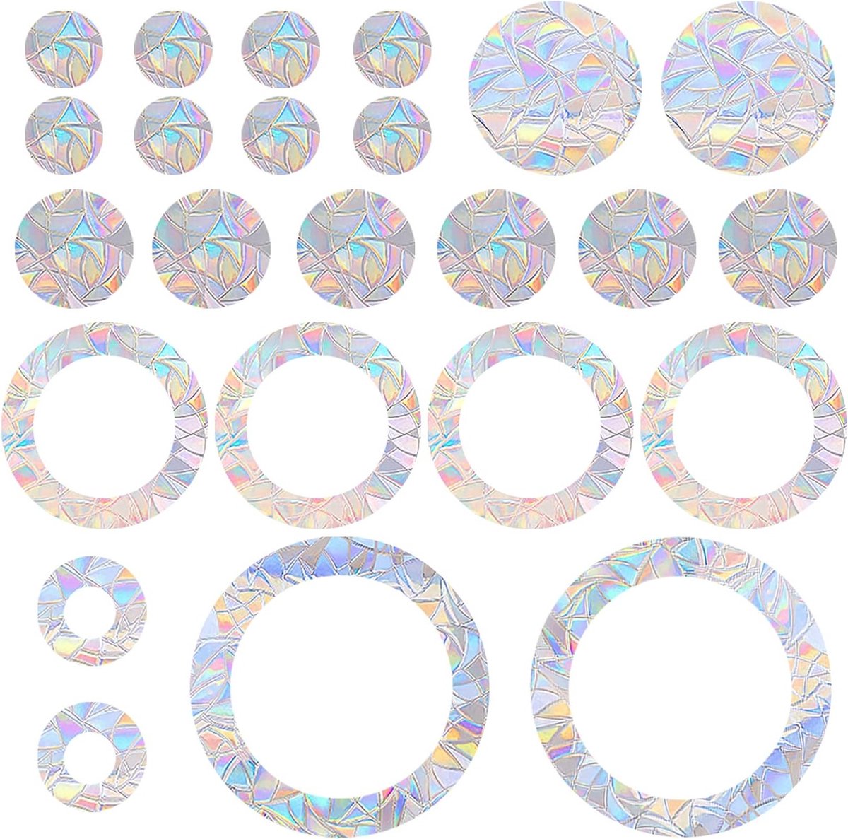 24 Ronde Raamstickers met Prisma-effect voor Vogels, Anticollisiestickers en Regenboogkleurige Raamfolie ter Bescherming tegen Raamimpact