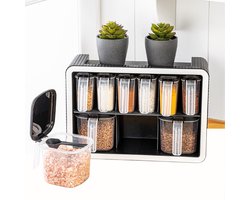 Asir - Specerijenpotjesset (10 stuks) - Antraciet - 100% PLASTIC - 23 x 23 x 33 cm