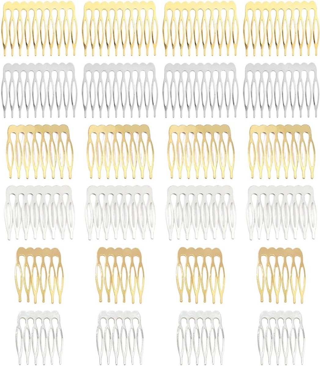 Metalen Zijkammen voor Dames - 24 Stuks voor Diverse Haaraccessoires