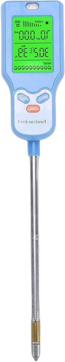 YUYTE 6 in 1 Bodemmeter, PH-tester voor Bodem met Temperatuur-vochtigheid Licht Vruchtbaarheidsmeting, LCD-scherm met Achtergrondverlichting, 90 Graden Rotatiesonde voor