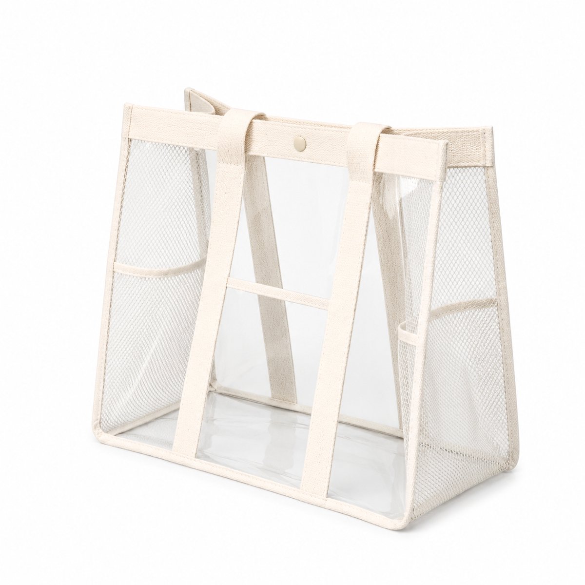 BRD® Strandtas Transparant PVC Beige - Waterdicht Strandtas met Drukknoop