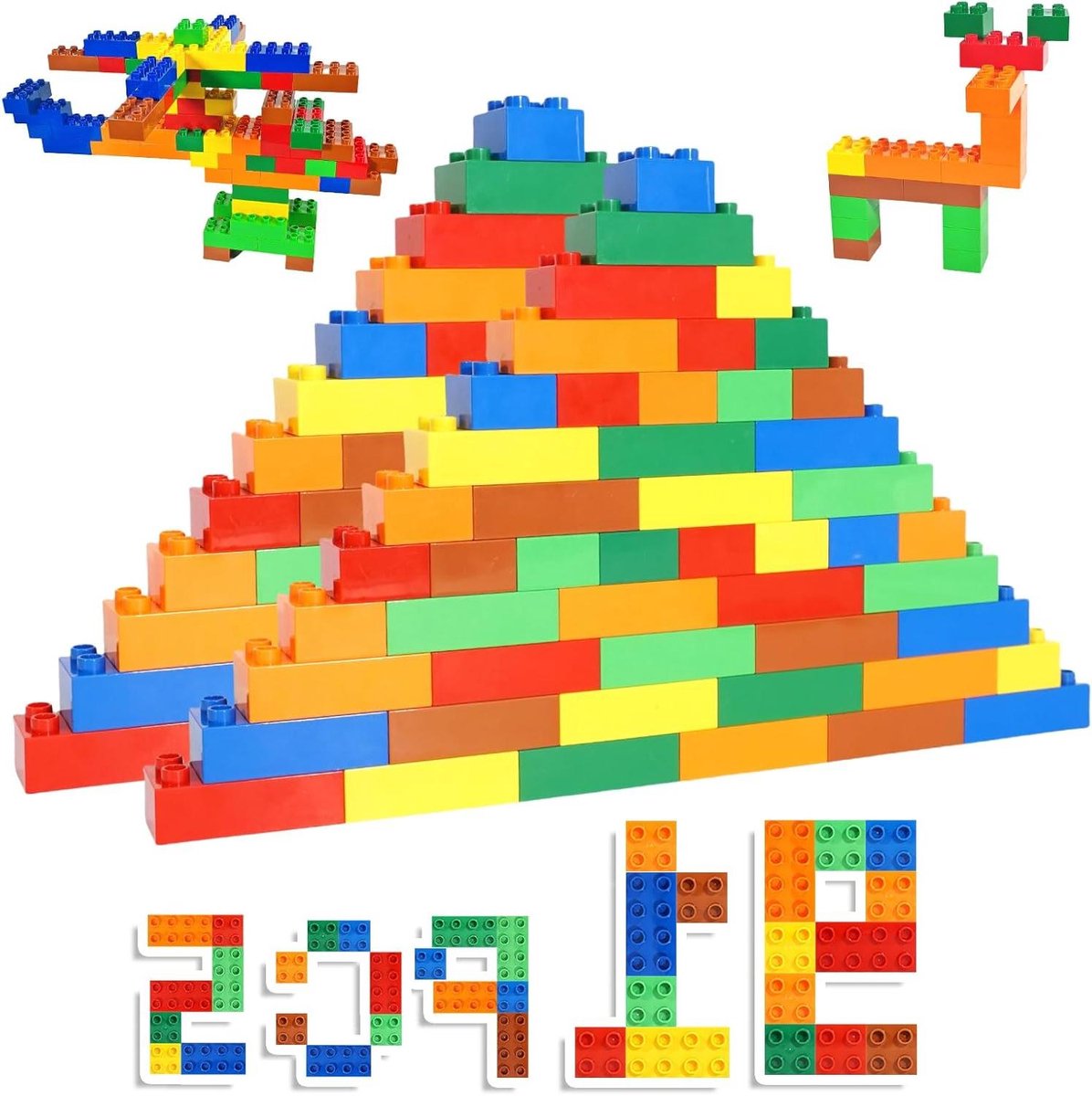 Grote Bouwstenenset - Educatief Speelgoed - Creatief Spelen - Compatibel Met Merken - 91 Delen - 7 Kleuren