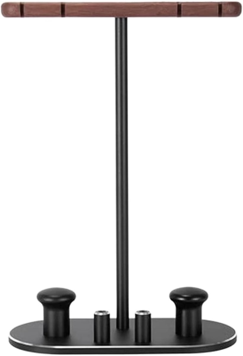 Hoofdtelefoonhouder Headsethouder Massief Houten Dubbele Oortelefoonstandaard Met Kronkelende Kolomstandaard Geschikt Voor Oordopjes Hoofdtelefoonstandaard (Color : A, Size : As shown) — cadeau in Gadgets - foto 7