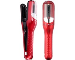 La Nou® Split Ender 4 – Split Ends Trimmer voor Gespleten Haarpunten – Behoudt je Lengte – Titanium Mesjes – Draadloos & Oplaadbaar – Incl. 5 Accessoires – Split Remover voor Dames – Rood