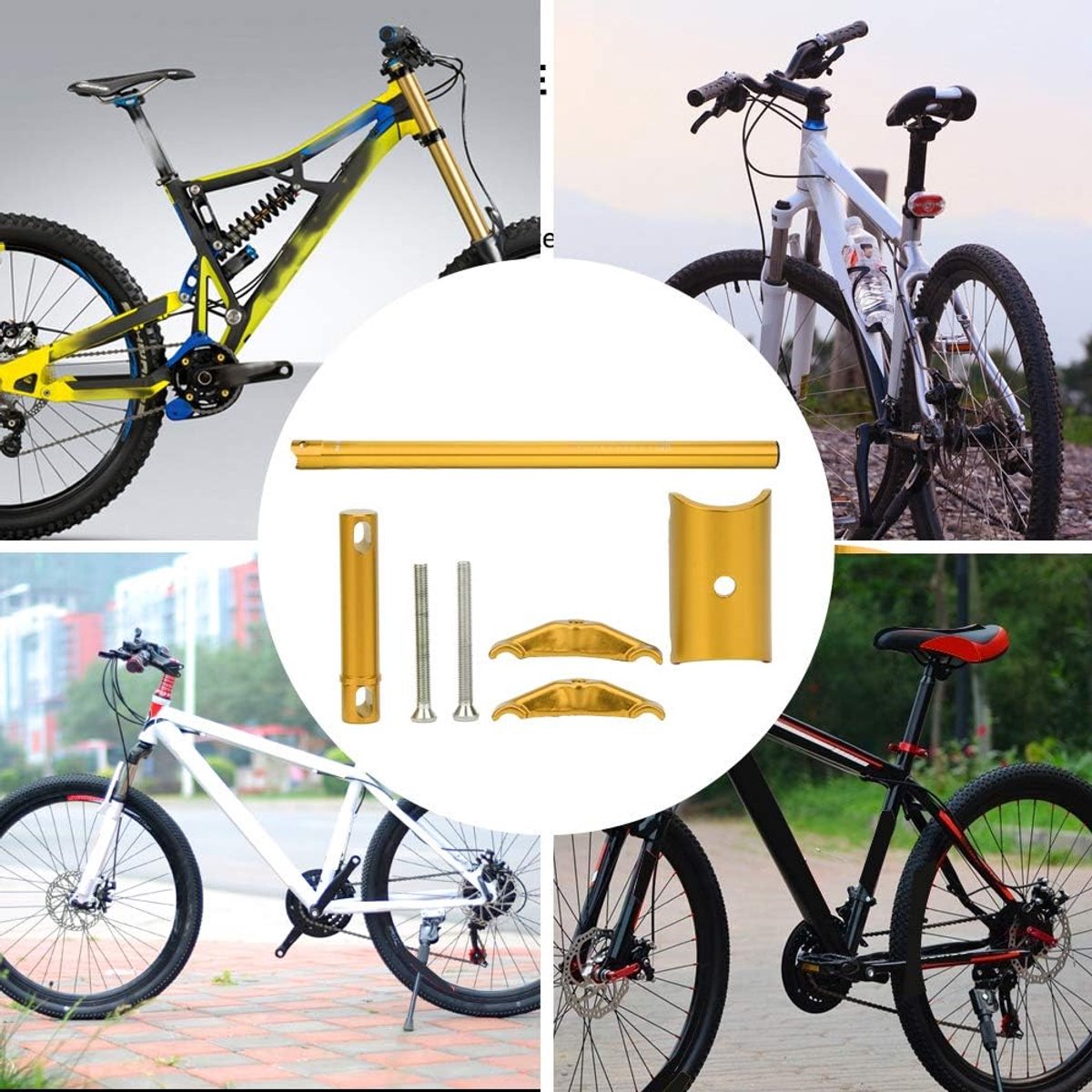 Fietszadelpen Aluminium - Zadelpen Klem - Fietsen Monteren - Super Lichtgewicht - 600 mm - Goud