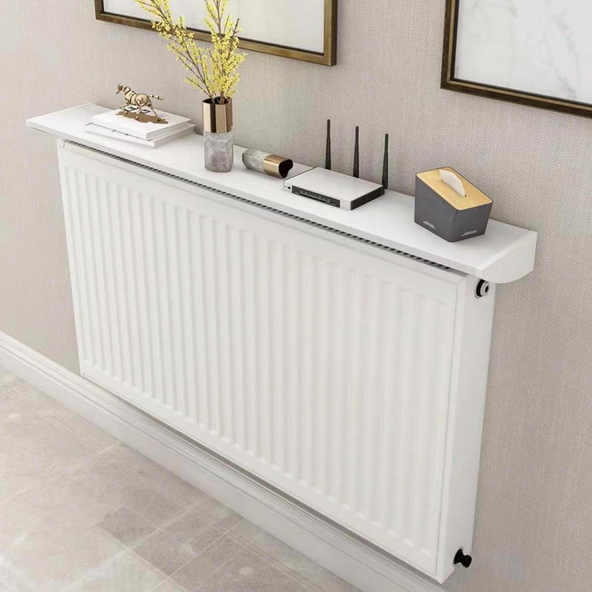 Radiatorplank Aluminium - Verwarming Plank - Ruimte Organiseren - Zonder Boren Montage - 15 cm Breed - Zilver