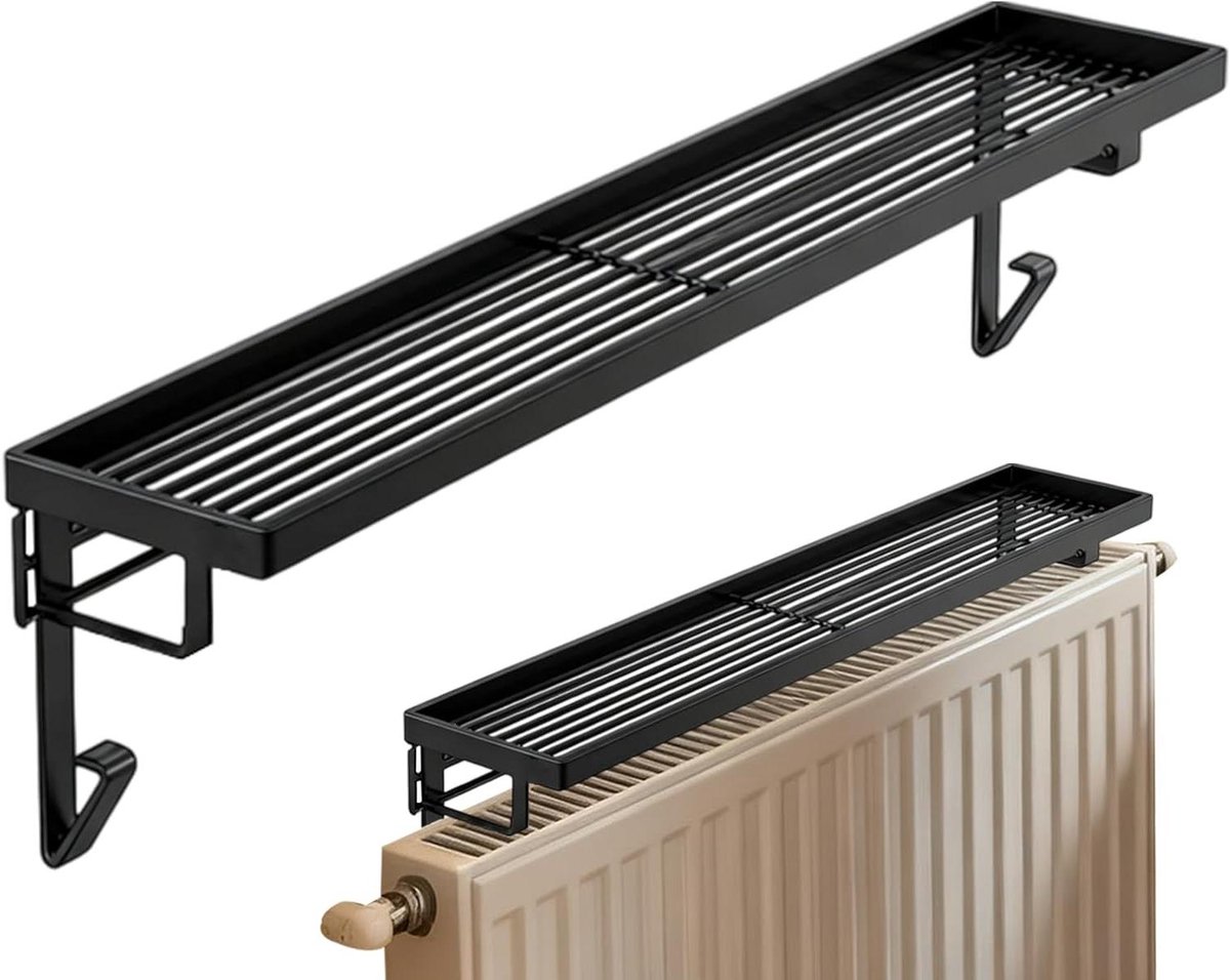Radiator Plank - Opbergplank Bovenkant - Ruimte Besparen - Zonder Boren - 50x12x7cm - Zwar