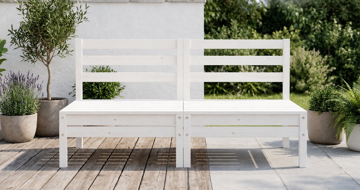 Massief Grenen Tuin Eetgroep 3-delig – Geïmpregneerde Houten Tuinset met 1 Tafel en 2 Banken – Robuuste Tuinmeubelset voor Terras, Tuin en Buiten Eethoek – 160 cm Industrohome