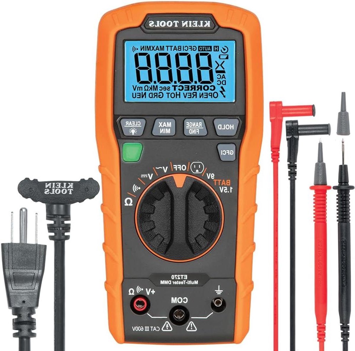 Digitale Multi-Tester - Spanning Tester - Elektrische Inspectie - Automatische Bereik - 600V - Oranje Zwart