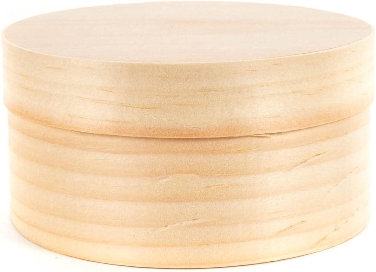 Houten opbergdoos - Sieradenkistje knutsel - Kleine spullen bewaren - Echt handwerk - 10.5 cm breed - Houtkleur
