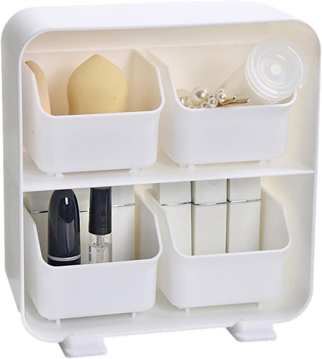 Bureau organizer - Opbergbox laden - Werkplek organiseren - Stofdichte laden - 19x9x9 cm - Wit