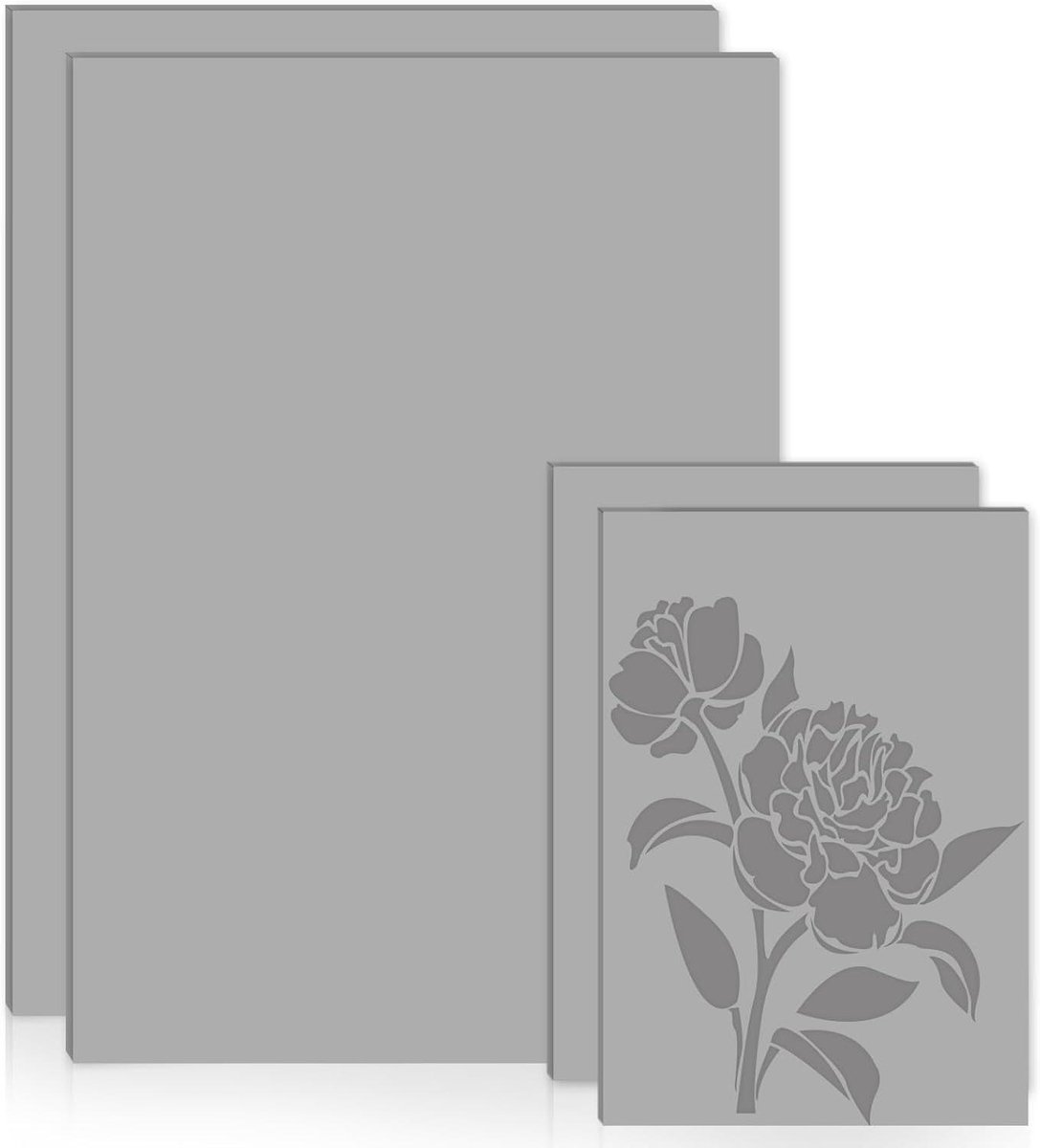Linoplaat Grijs - Snijplaat Drukken - Grafische Kunst - Set van Vier - 4 Stuks - Grijs