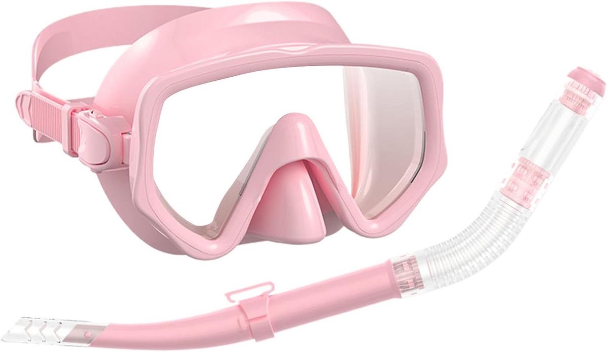 Duik snorkel set - Duikmasker - Onderwater verkenning - Panoramisch breed zicht - 132 ponden - Roze