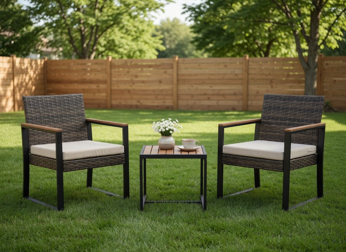 Luxe Poly Rattan Tuinset – Weerbestendig – Beige – 6 cm – Industrohome