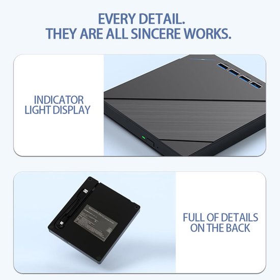 Externe Drive - Disc Brander - Data Archiveren - Geruisloze Prestaties - USB 3.0 - Zwart — afbeelding 2