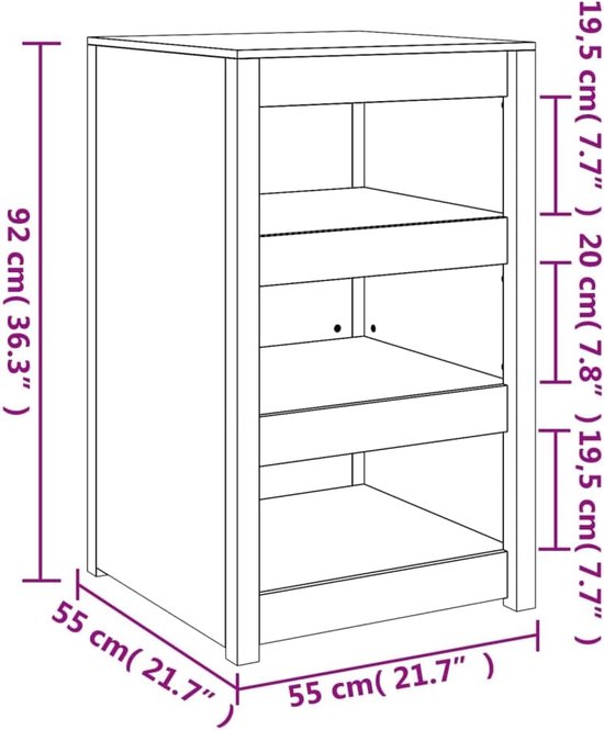 Buitenkeuken Kast - Tuinkast Opbergkast - Buiten Koken - Modulair Ontwerp - 55x55x92 cm - Natuurlijk Douglas — afbeelding 2