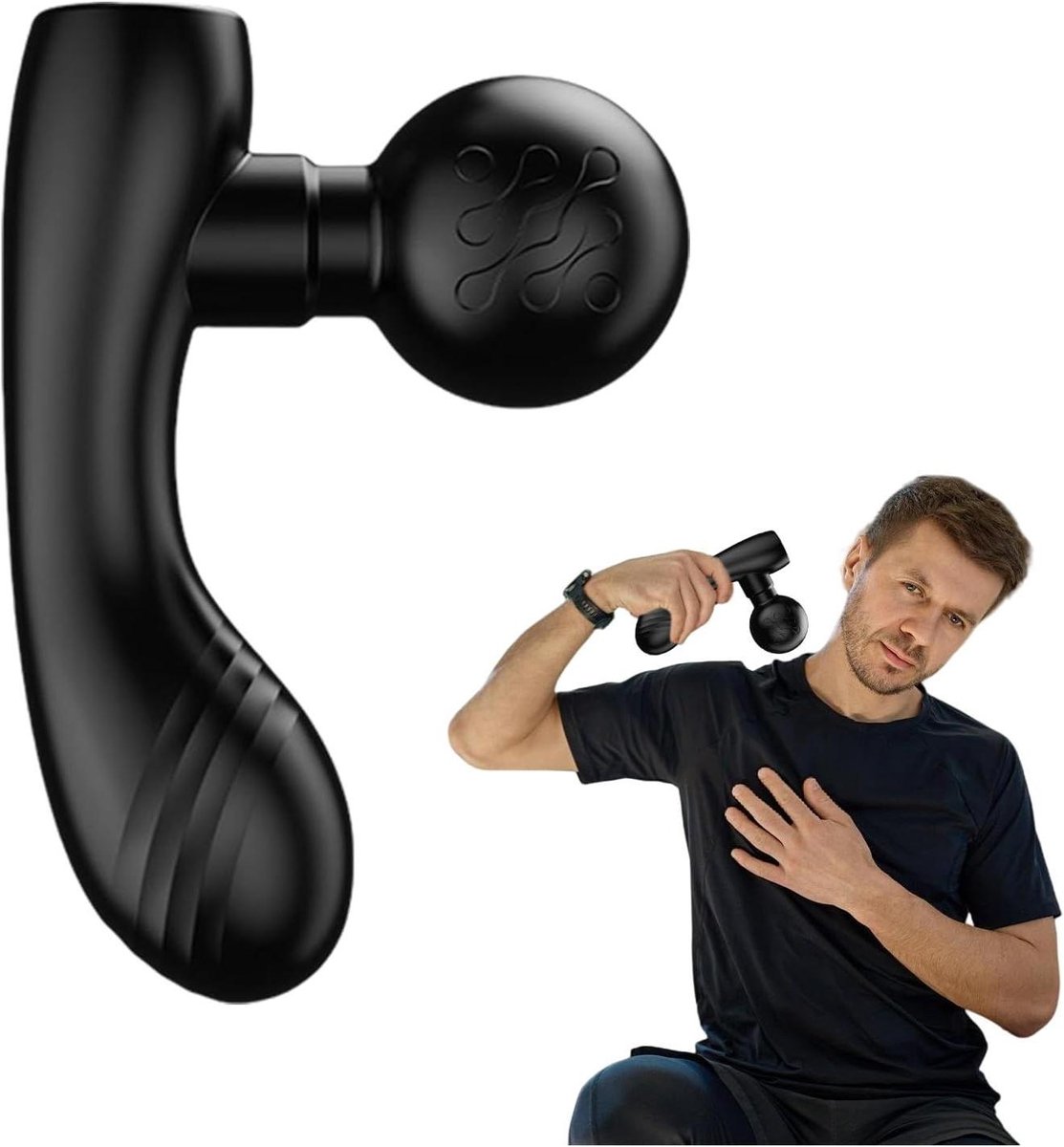 Percussie Massager - Spierontspannner - Spierpijn Verlichten - Dubbel Hoofd - 15.5 x 10.1 x 4.9 cm - Grijs