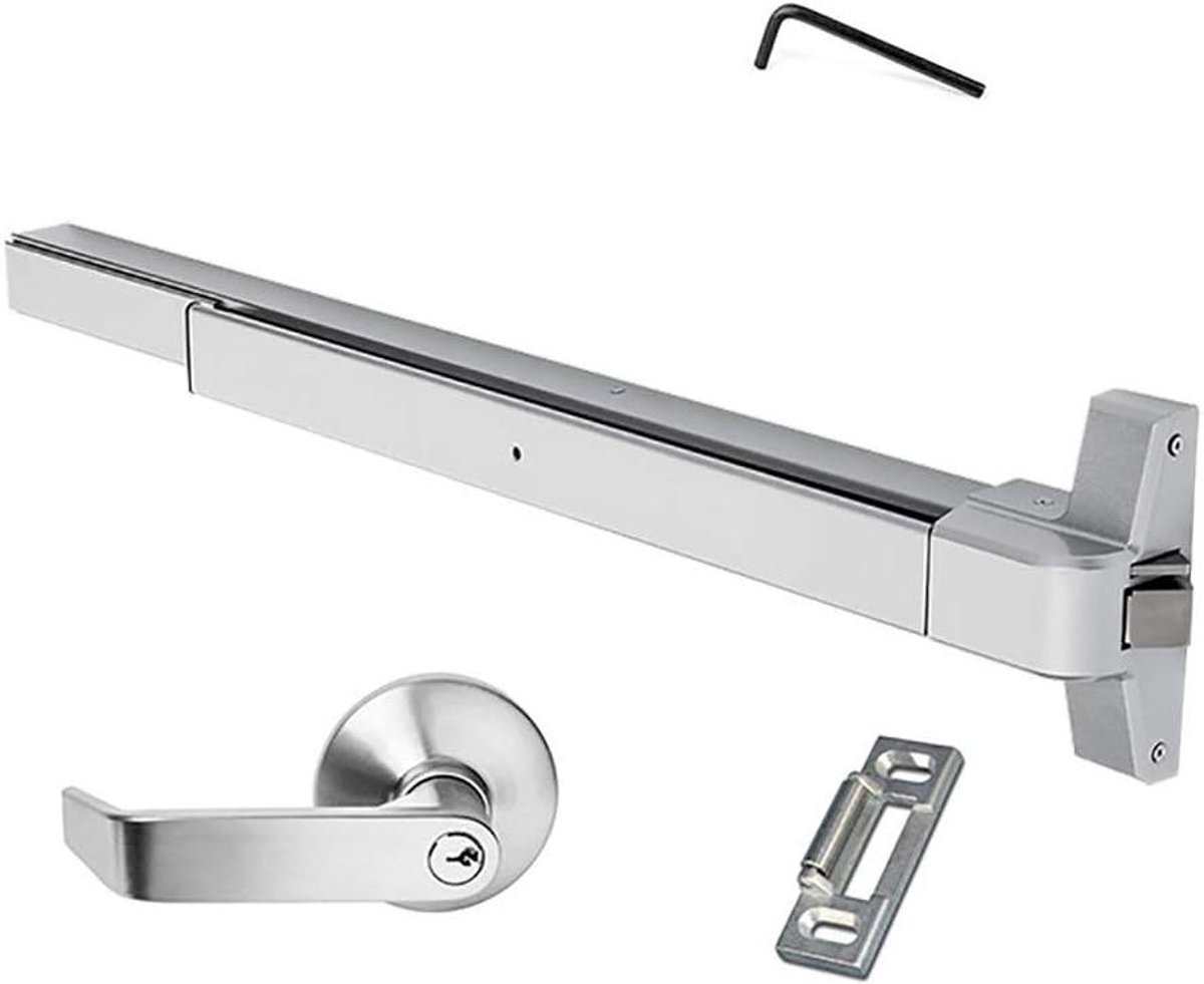 Nooduitgang Deur Bar - Paniek Sluiting - Veiligheid Toegang - Omkeerbaar Zonder Handen - 30 tot 36 Inch - Gespoten Aluminium