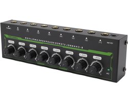 Hoofdtelefoonversterker – Audioversterker Splitter – Studio Geluid Delen – 8 Onafhankelijke Kanalen – 6.35mm Stereo – Metaal