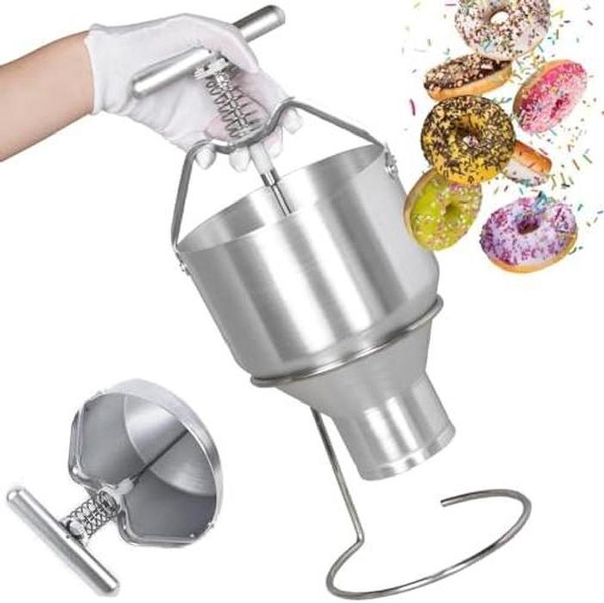 Donut Maker - Beslag Doseerder - Bakken Thuis - Verstelbare Dikte - 3L Capaciteit - Aluminium