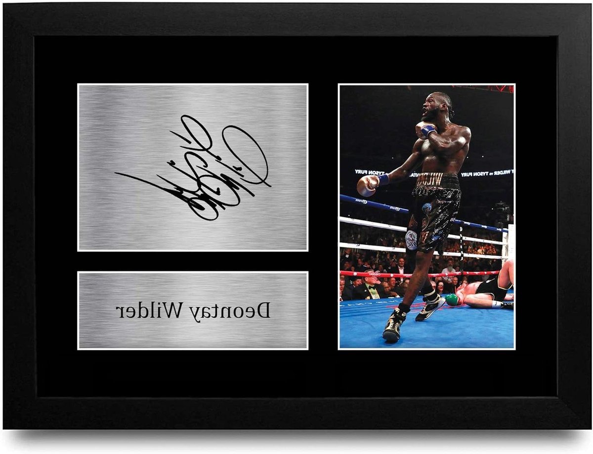 Boksen Foto - Sport Memorabilia - Cadeau voor Fans - Gedrukte Handtekening Replica - A4 33x24 cm - Zwart