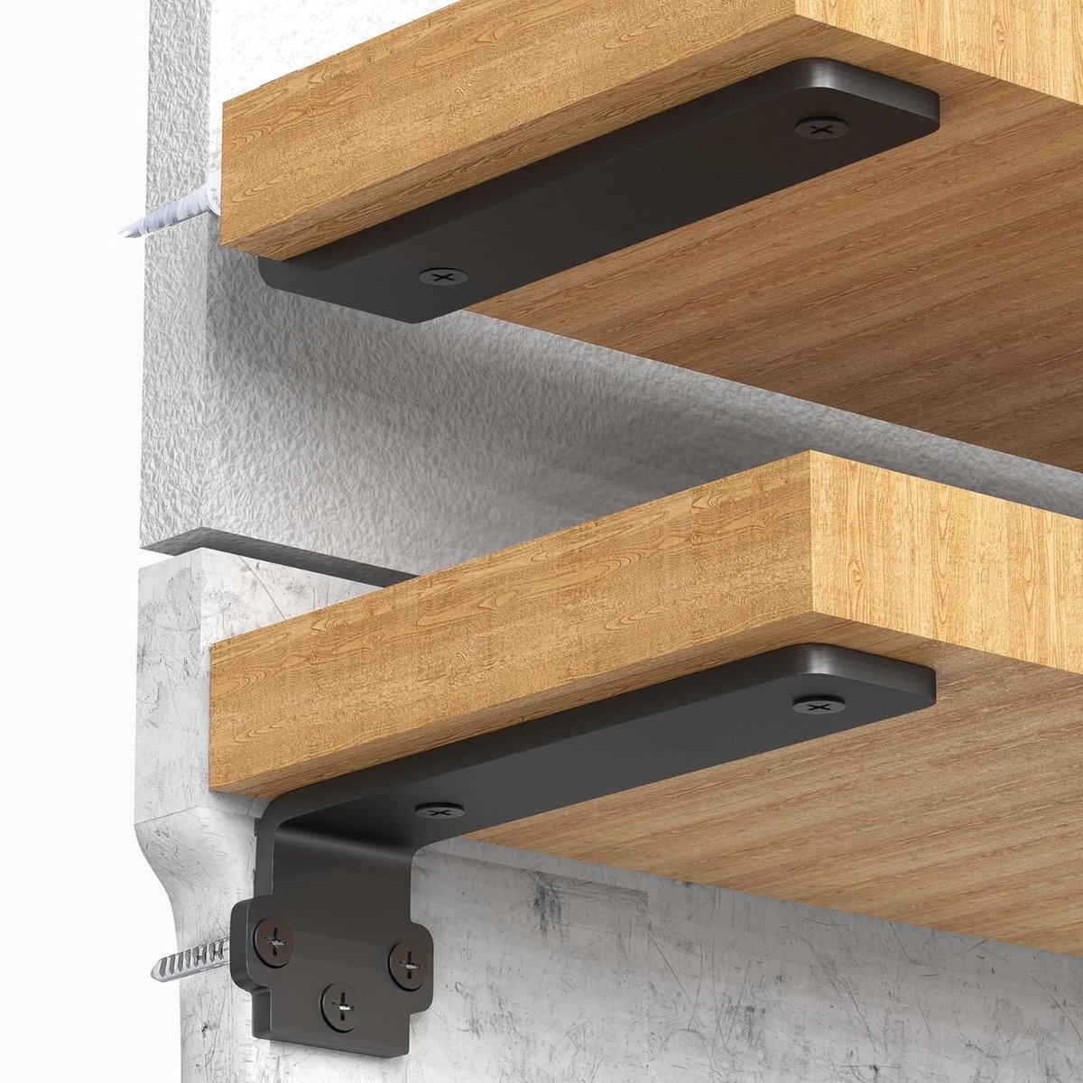 Plankdragers 2 stuks - Hoeksteunen - Wandmontage - Extra sterk - 30 cm - Zwart