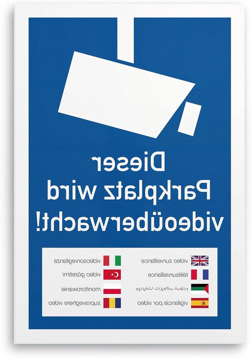 Waarschuwingsbord - Veiligheidsbord Camerabewaking - Terrein Beveiligen - Meertalig - 20 x 30 cm - Blauw