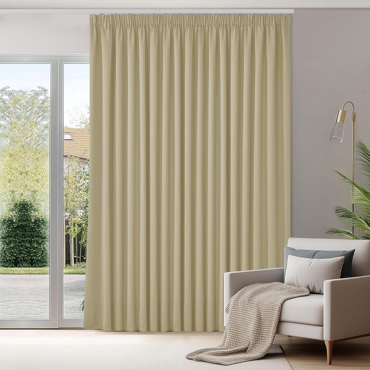 Verduisterende Gordijnen - Gordijnstof Panelen - Slaapkamer Privacy - Drievoudige Weeftechnologie - 280x245 CM - Donkerbeige