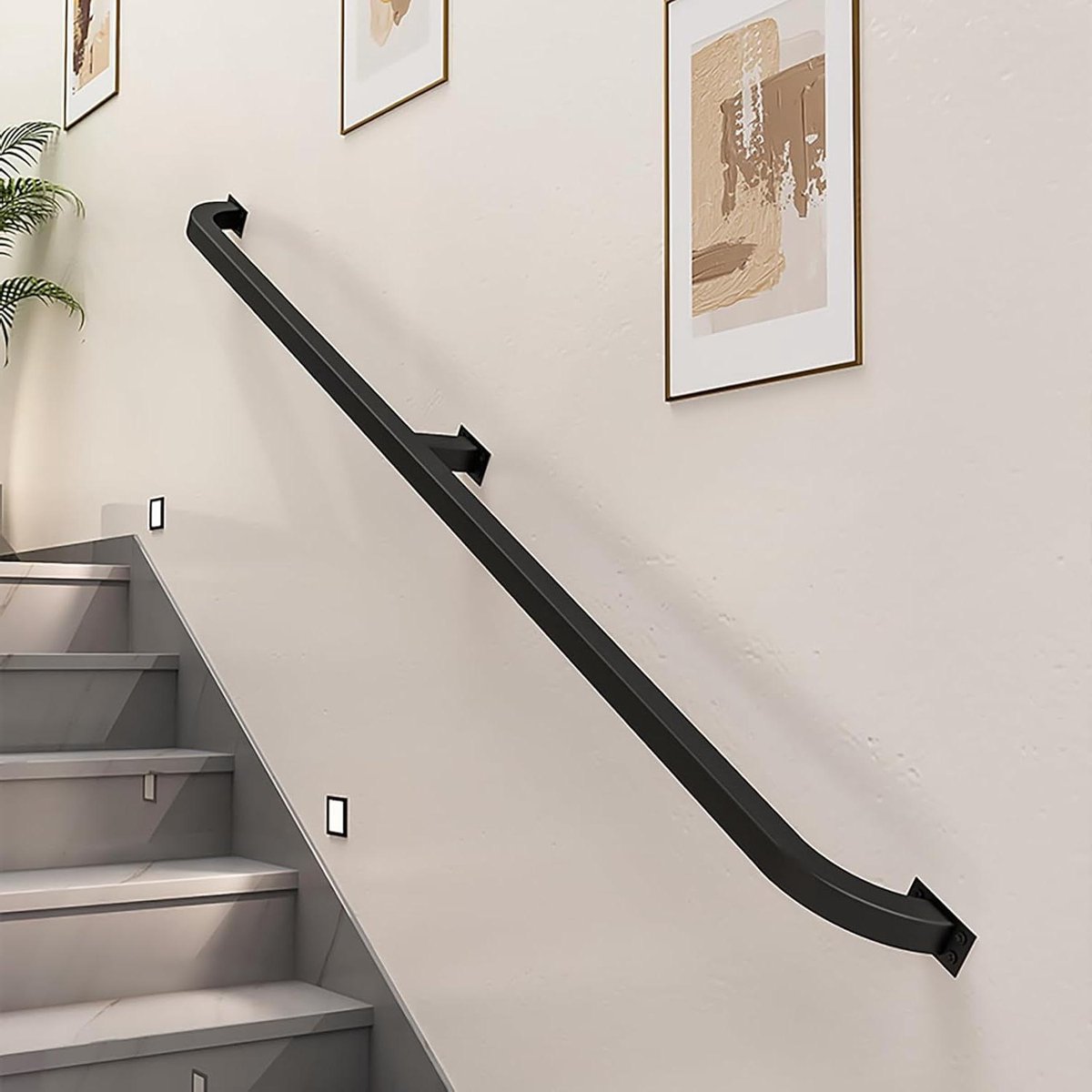 Trapleuning - Badkamer leuning - Veiligheid thuis - Gebogen vierkante buis - 400 cm - Zwart
