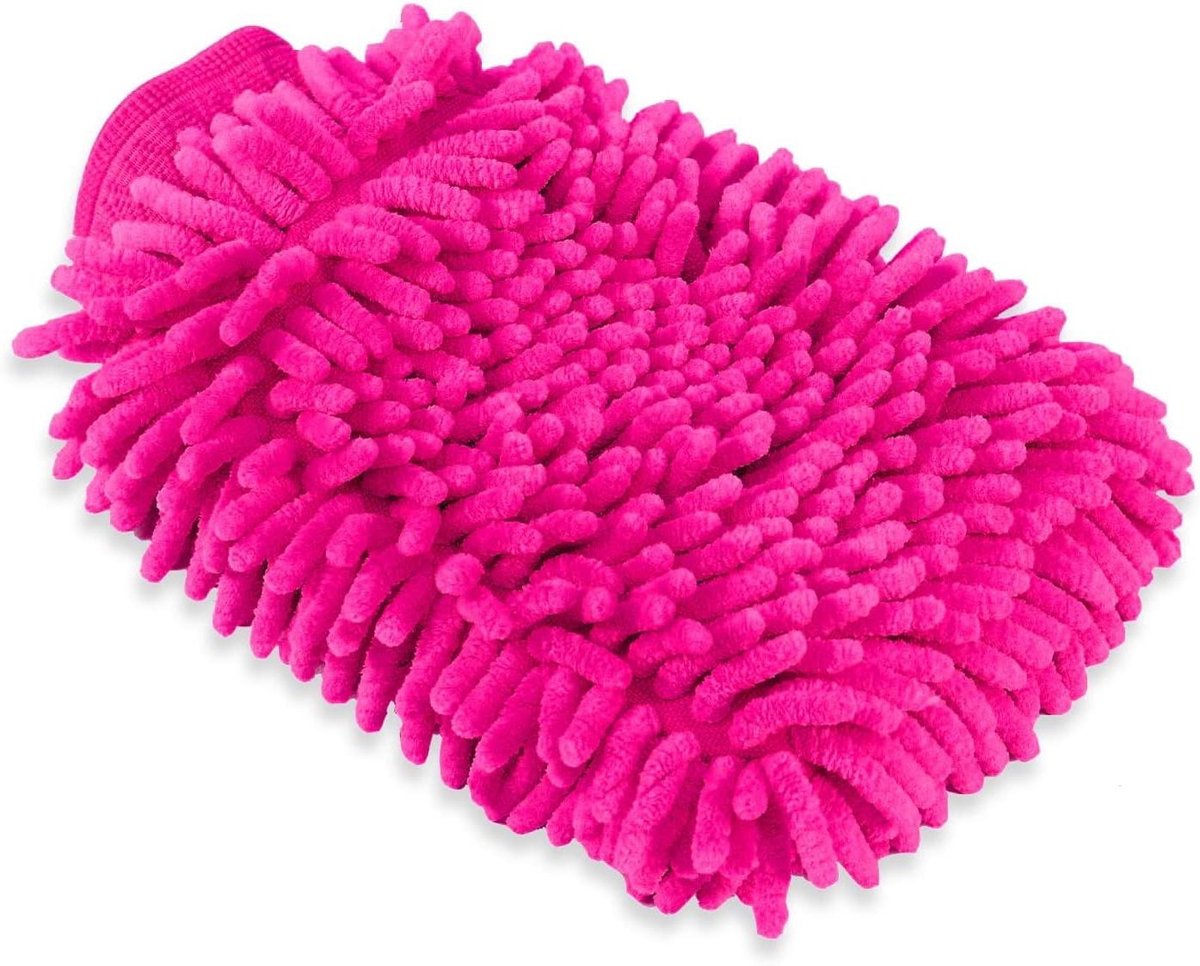 Reinigingswanten - Microfiber handschoenen - Huis en auto - Chenille vingers - 2 stuks - Roze